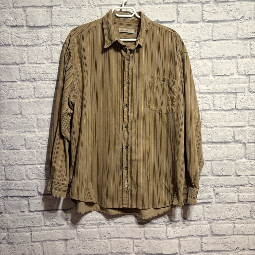 Retreat Corduroy Brown Striped Men's Shirt XL 17.5